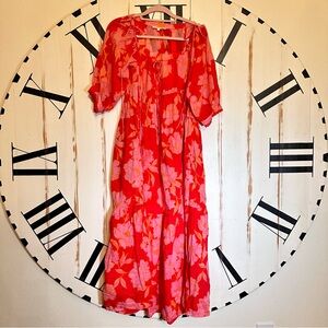 Red Pink Floral Maxi